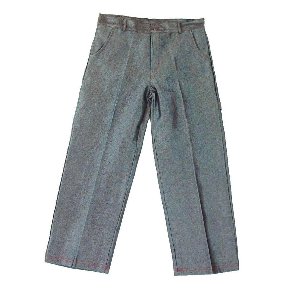 Vintage Y2K FUBU Metallic Silver Pants Cropped Pants Red Stitching Size 9/10 USA